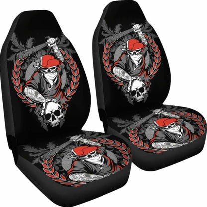 Set Of 2 Seat Cover Gothic Skulls 172727