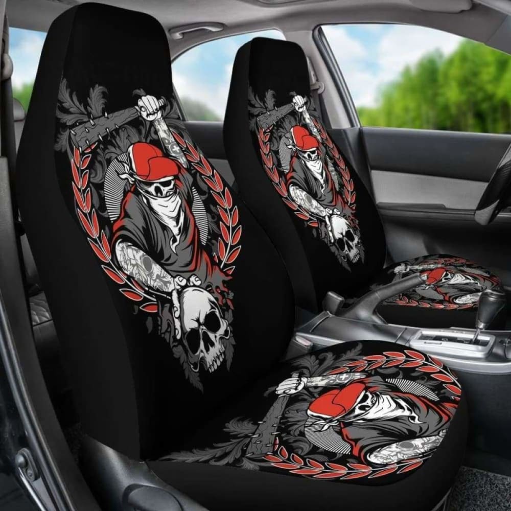 Set Of 2 Seat Cover Gothic Skulls 172727