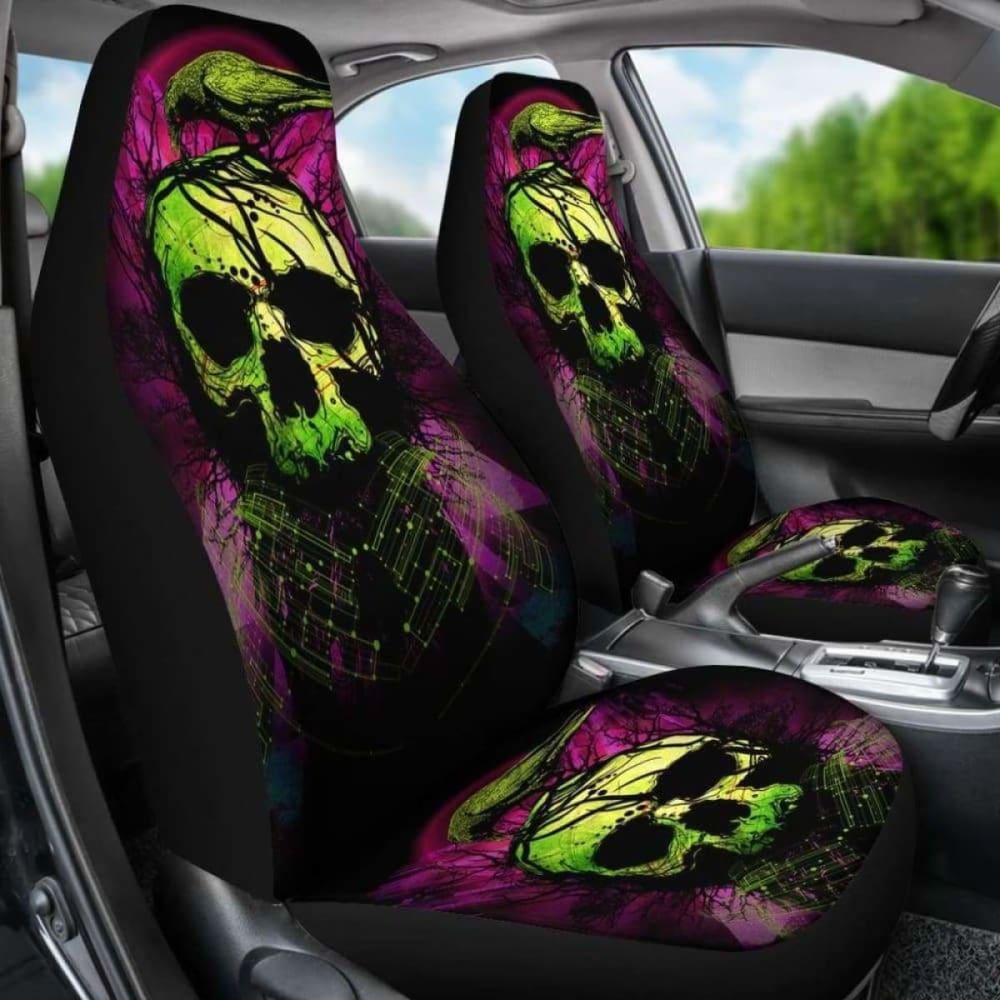 Set Of 2 Skull Car Seat Covers 101207