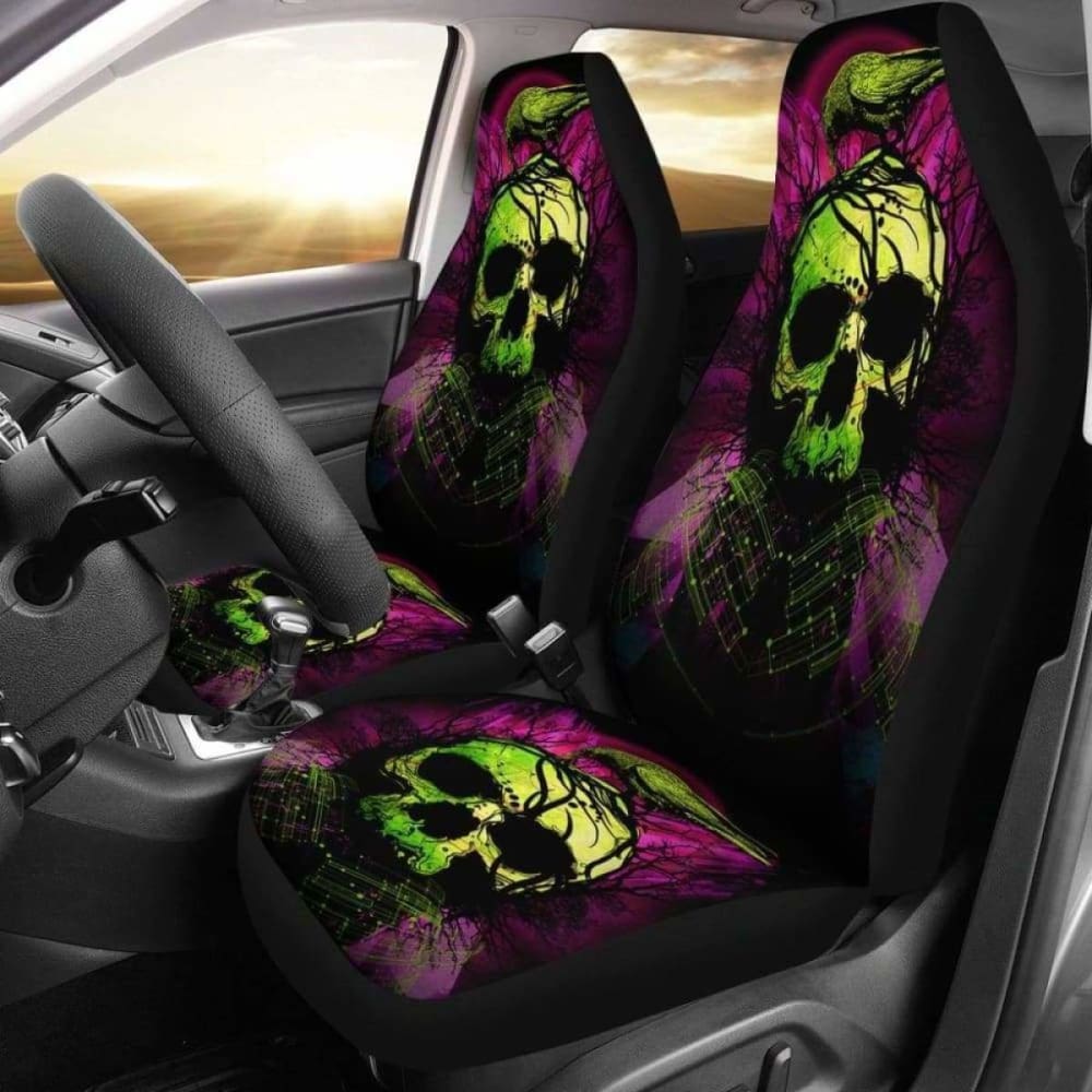 Set Of 2 Skull Car Seat Covers 101207