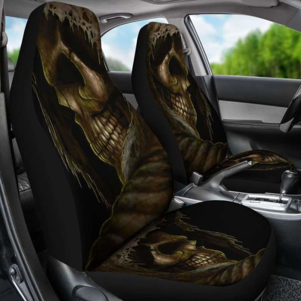 Set Of 2 Skull Car Seat Covers 101207