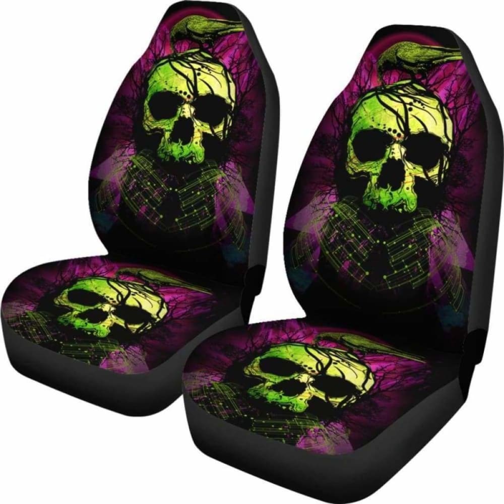 Set Of 2 Skull Car Seat Covers 101207