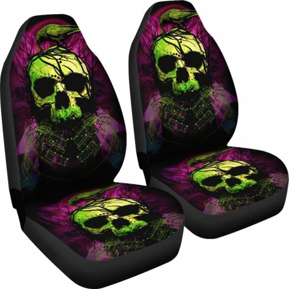 Set Of 2 Skull Car Seat Covers 101207