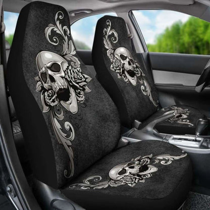 Set Of 2 - Skull Floral - Car Seat Covers 153908 - YourCarButBetter