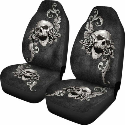 Set Of 2 - Skull Floral - Car Seat Covers 153908 - YourCarButBetter