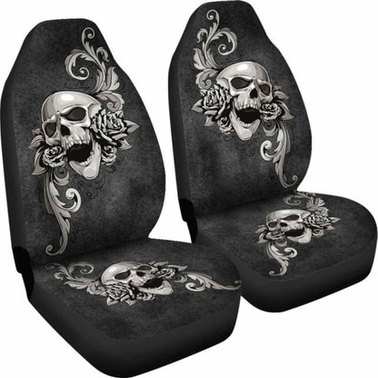 Set Of 2 - Skull Floral - Car Seat Covers 153908 - YourCarButBetter