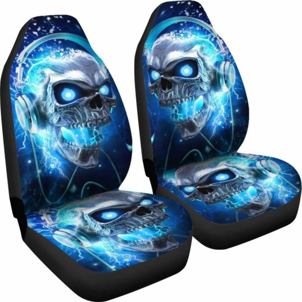 Set Of 2 Skull Gothic Skull Car Seat Covers 101207