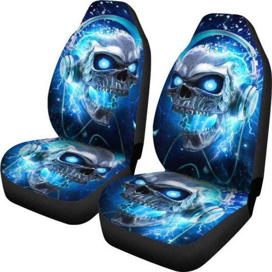 Set Of 2 Skull Gothic Skull Car Seat Covers 101207