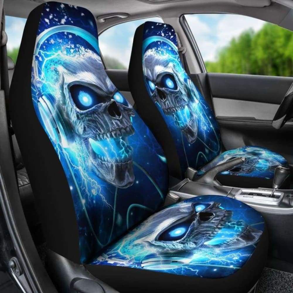 Set Of 2 Skull Gothic Skull Car Seat Covers 101207