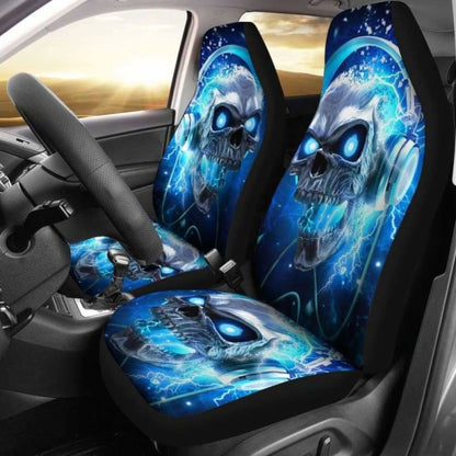 Set Of 2 Skull Gothic Skull Car Seat Covers 101207
