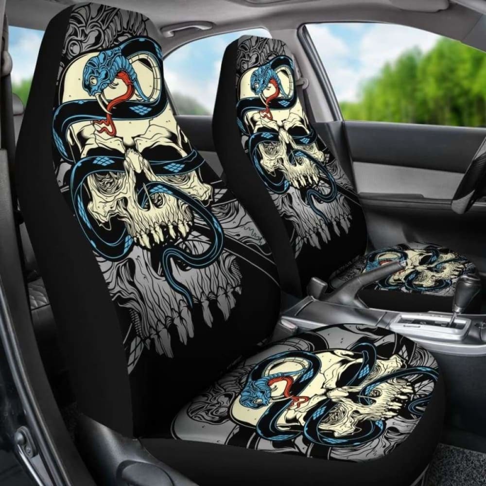 Set Of 2 Skull Gothic Car Seat Covers 172727