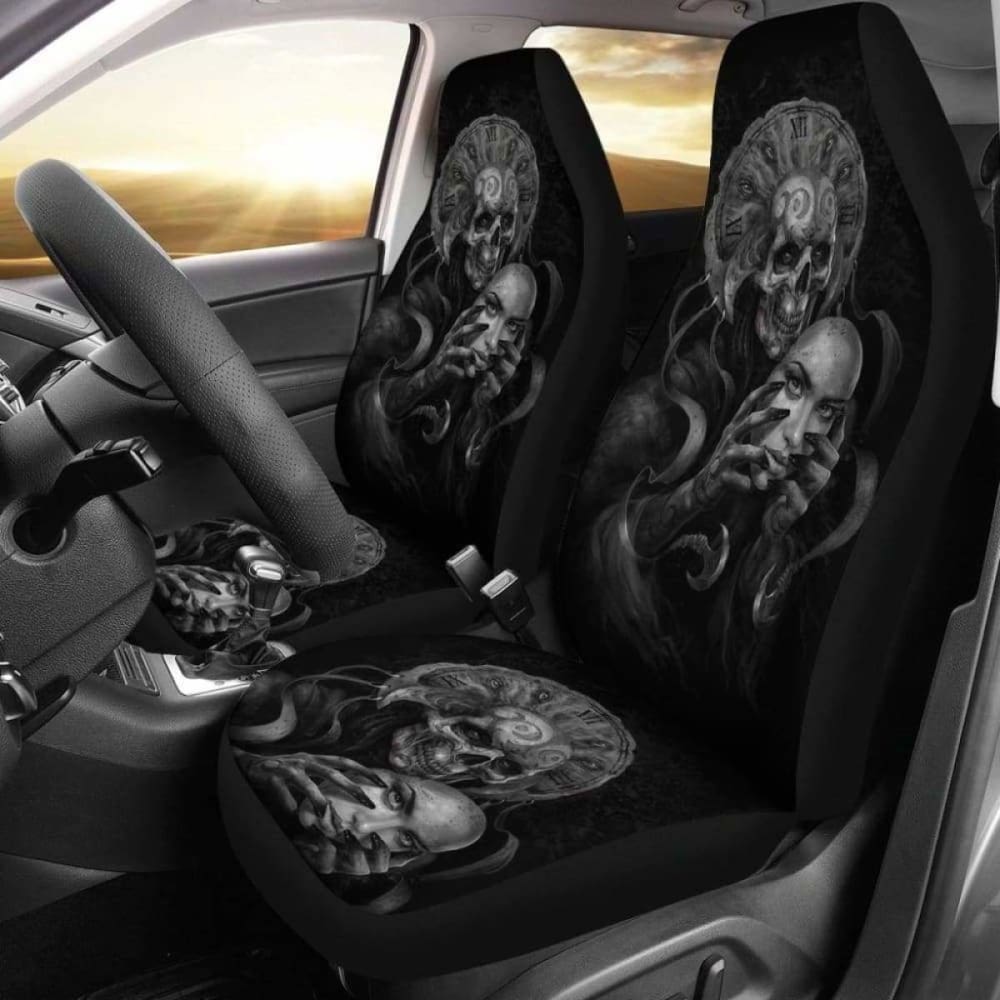Set Of 2 Skull Gothic Car Seat Covers 172727