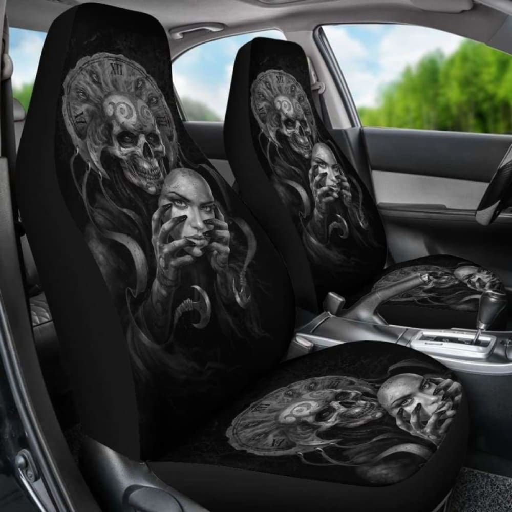 Set Of 2 Skull Gothic Car Seat Covers 172727