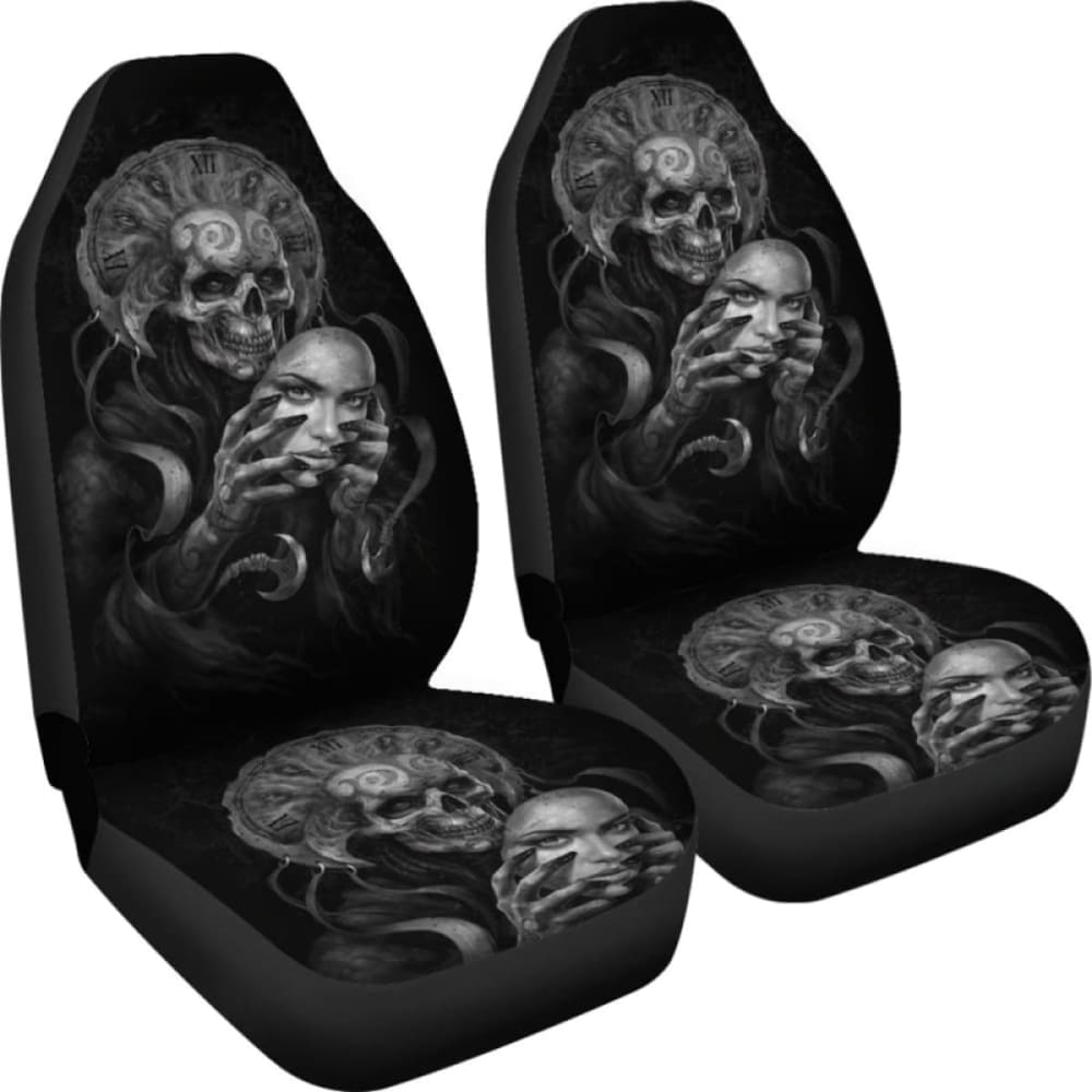 Set Of 2 Skull Gothic Car Seat Covers 172727