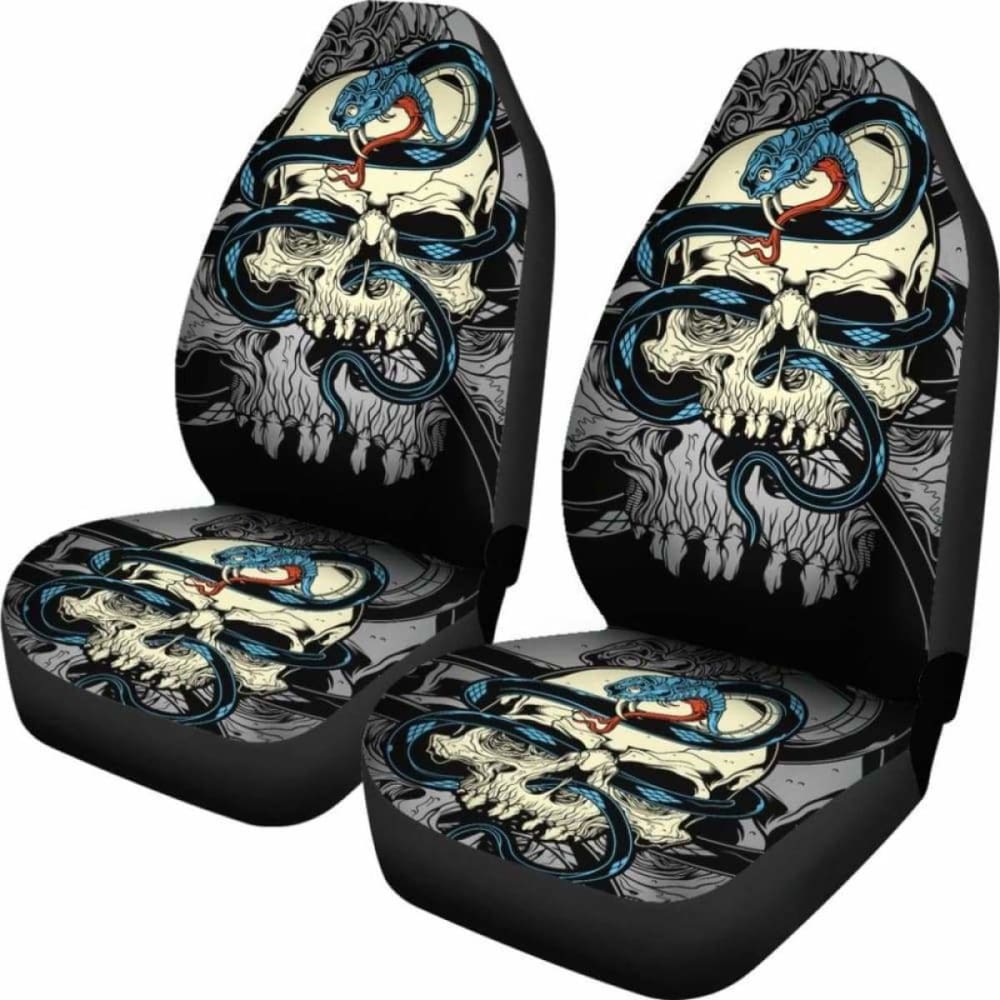 Set Of 2 Skull Gothic Car Seat Covers 172727