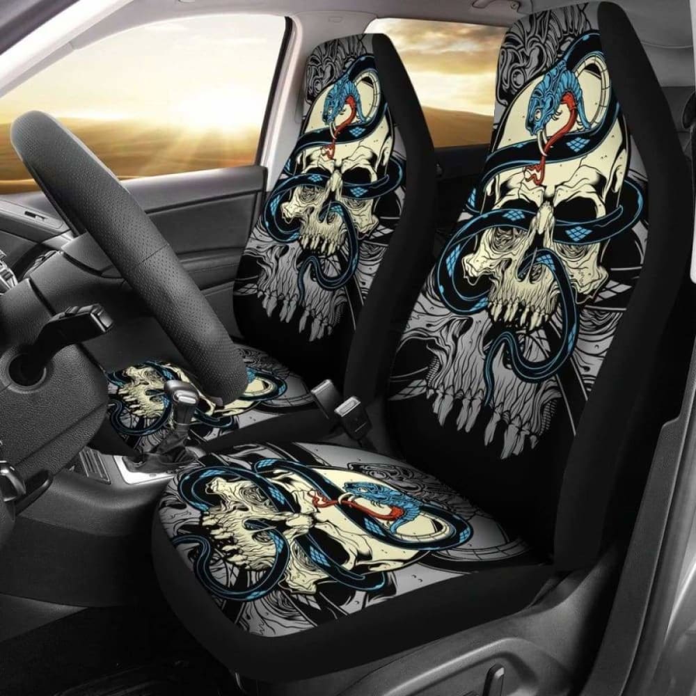 Set Of 2 Skull Gothic Car Seat Covers 172727