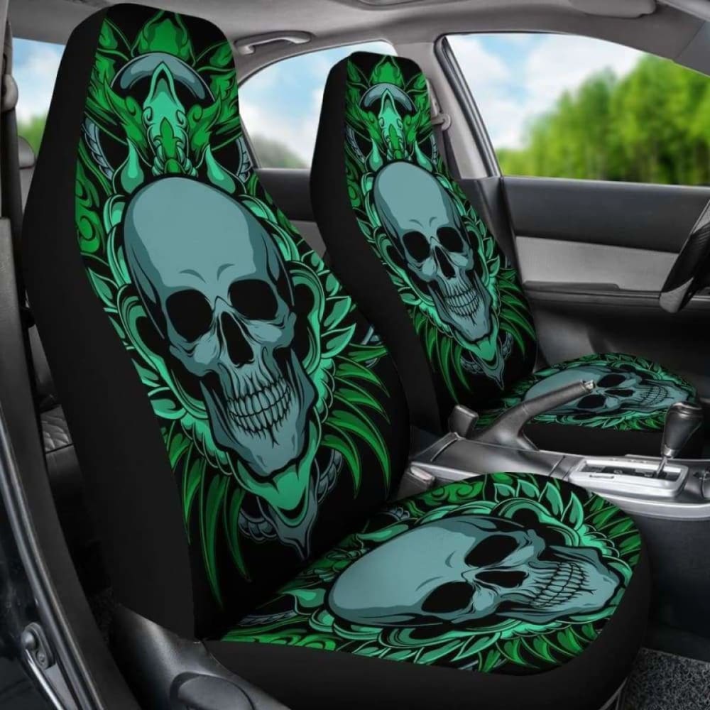 Set Of 2 Skull Gothic Grim Reaper Car Seat Covers 172727