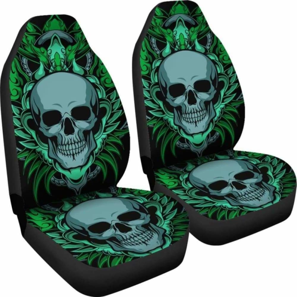 Set Of 2 Skull Gothic Grim Reaper Car Seat Covers 172727