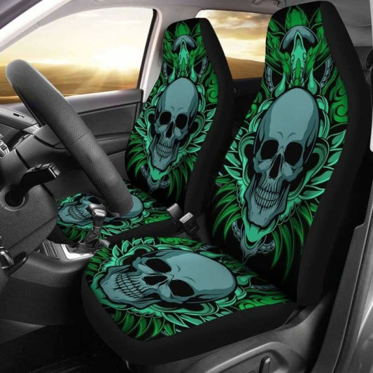 Set Of 2 Skull Gothic Grim Reaper Car Seat Covers 172727