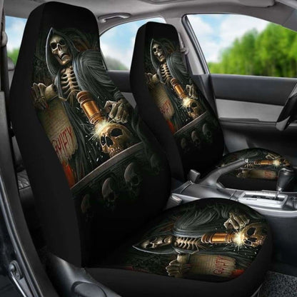 Set Of 2 Skull Grim Reaper Gothic Car Seat Covers 172727