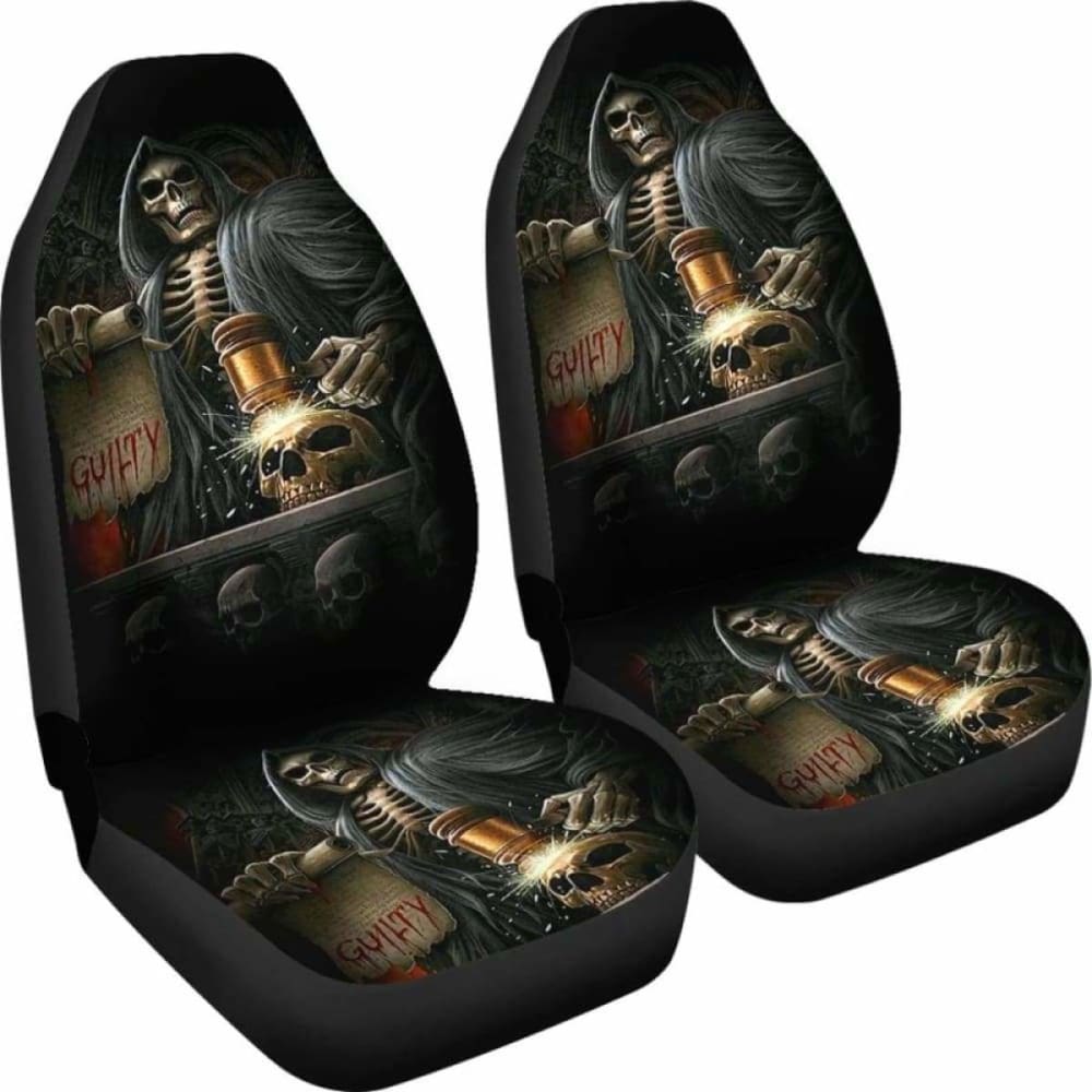 Set Of 2 Skull Grim Reaper Gothic Car Seat Covers 172727