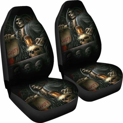 Set Of 2 Skull Grim Reaper Gothic Car Seat Covers 172727