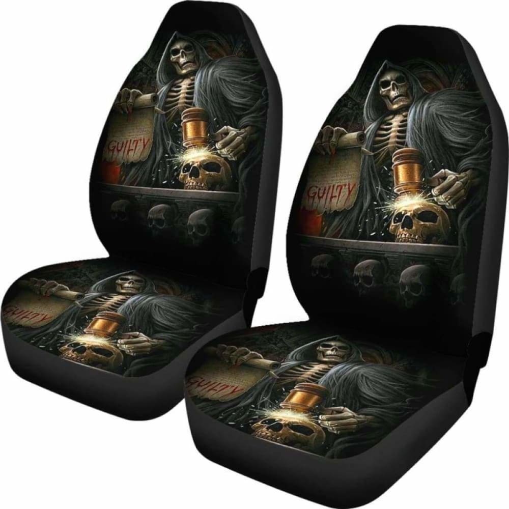 Set Of 2 Skull Grim Reaper Gothic Car Seat Covers 172727