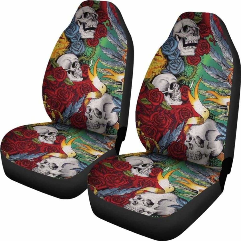 Set Of 2 Skull King Queen Car Seat Covers 101207