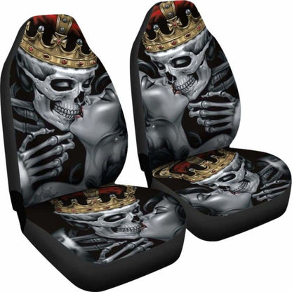 Set Of 2 Skull King Queen Skull Car Seat Covers 101207
