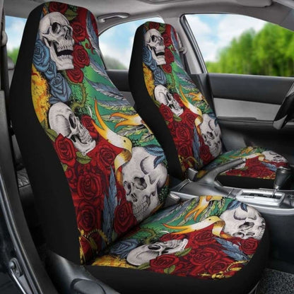 Set Of 2 Skull King Queen Car Seat Covers 101207