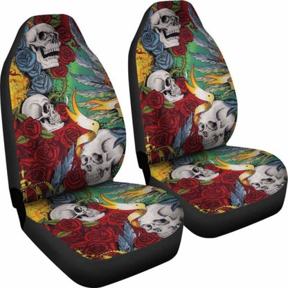 Set Of 2 Skull King Queen Car Seat Covers 101207