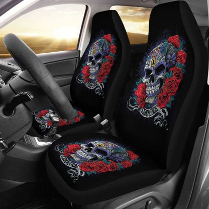 Set Of 2 Skulls Car Seat Covers 101207