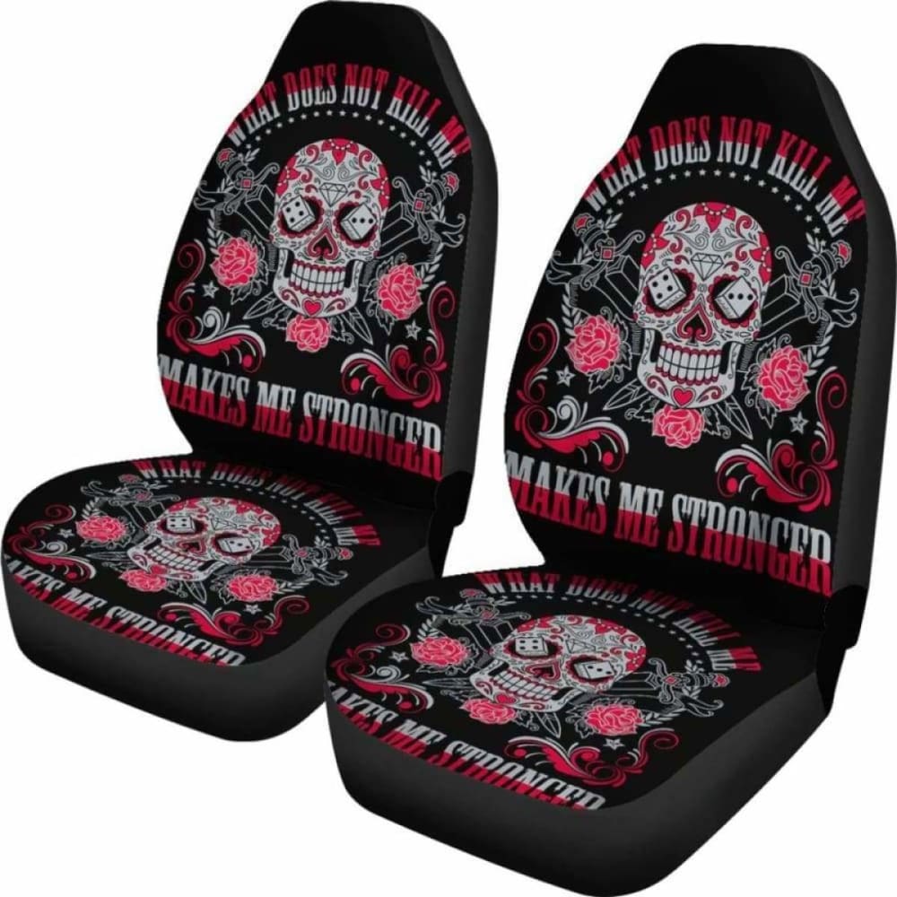 Set Of 2 Sugar Skull Car Seat Cover Day Of The Dead 101207