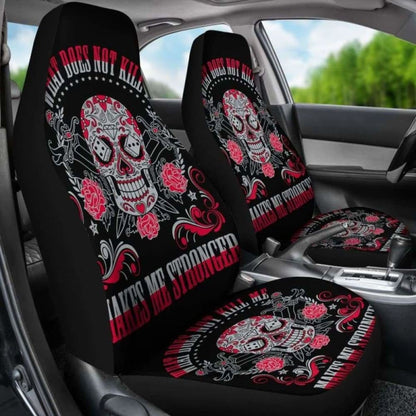 Set Of 2 Sugar Skull Car Seat Cover Day Of The Dead 101207