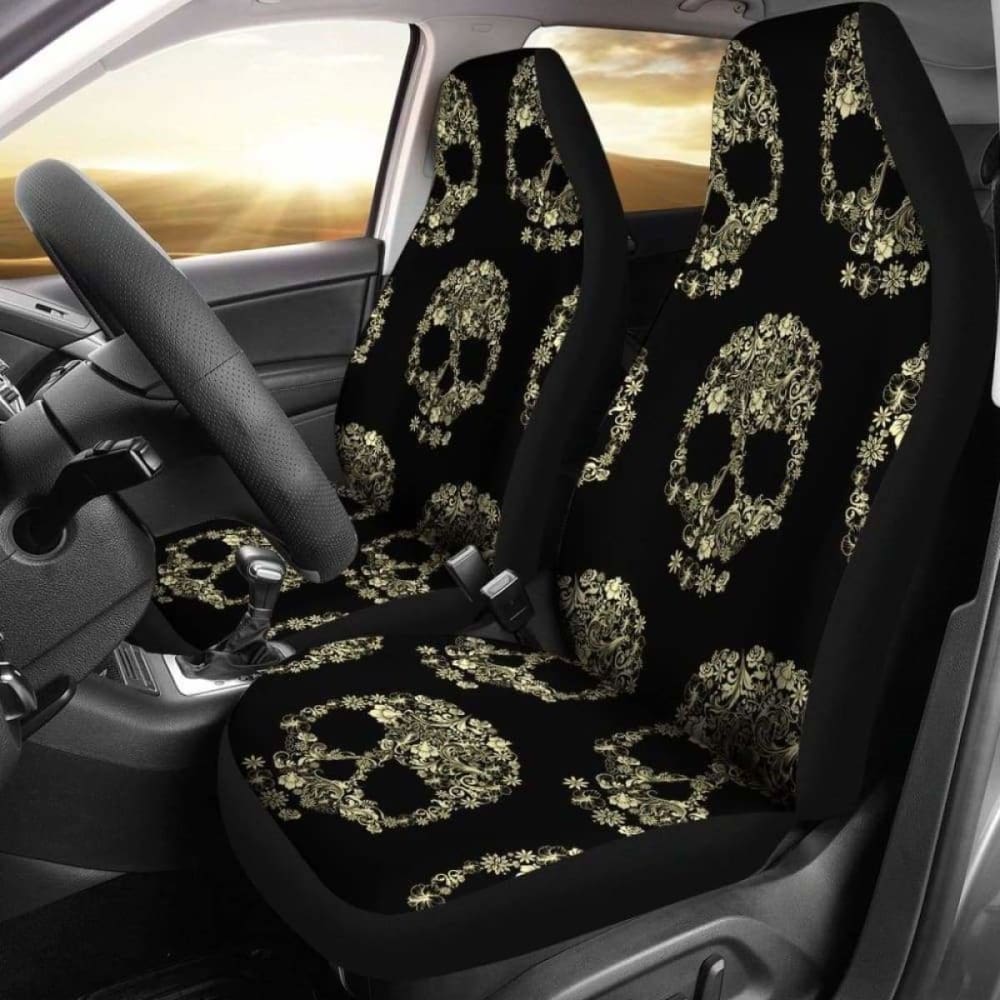 Set Of 2 Sugar Skull Car Seat Covers 101207