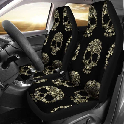 Set Of 2 Sugar Skull Car Seat Covers 101207