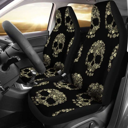 Set Of 2 Sugar Skull Car Seat Covers 101207