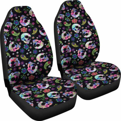 Set Of 2 Sugar Skull Car Seat Covers 101207