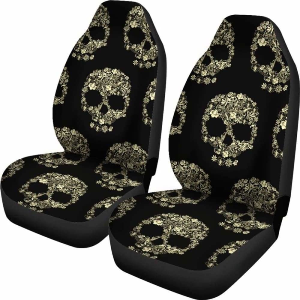 Set Of 2 Sugar Skull Car Seat Covers 101207
