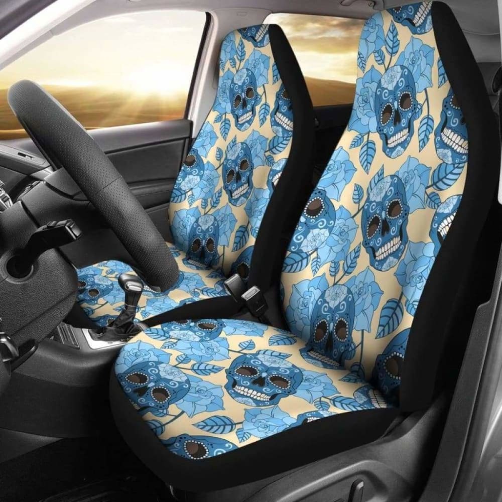 Set Of 2 Sugar Skull Car Seat Covers 101207