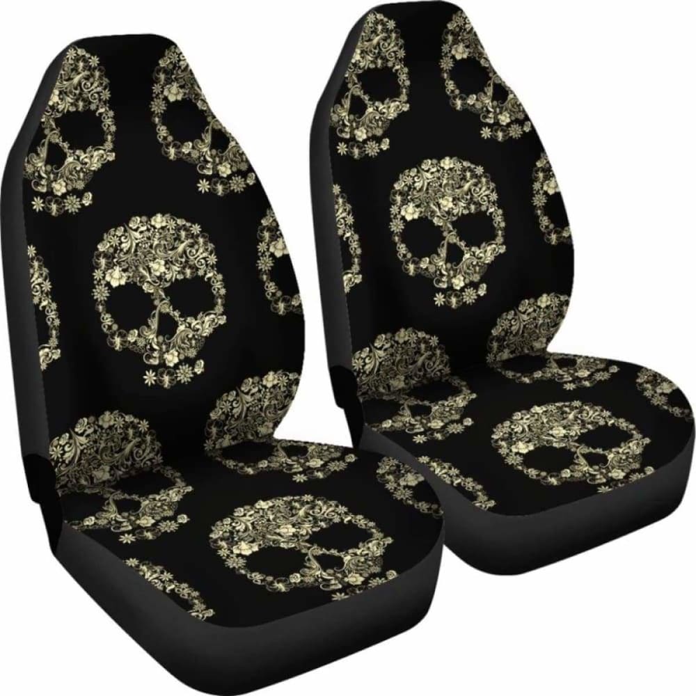 Set Of 2 Sugar Skull Car Seat Covers 101207