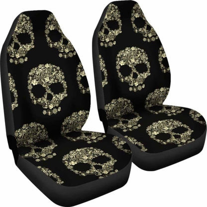 Set Of 2 Sugar Skull Car Seat Covers 101207