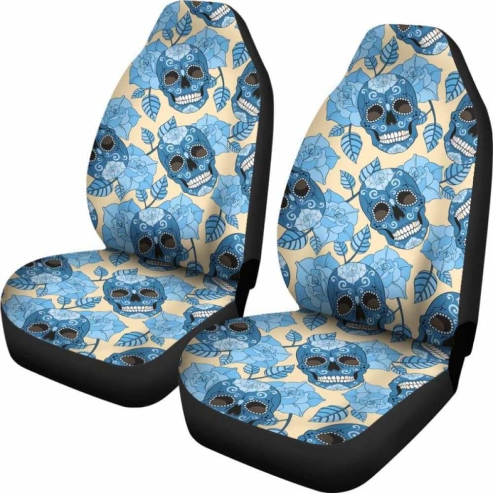 Set Of 2 Sugar Skull Car Seat Covers 101207