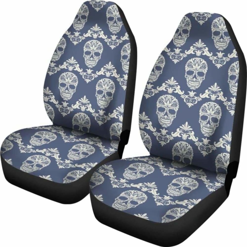 Set Of 2 Sugar Skull Car Seat Covers 101207