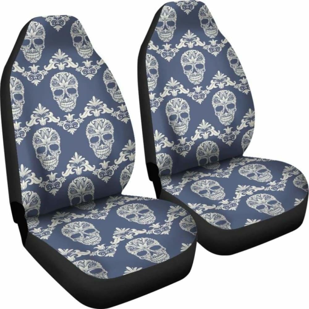 Set Of 2 Sugar Skull Car Seat Covers 101207