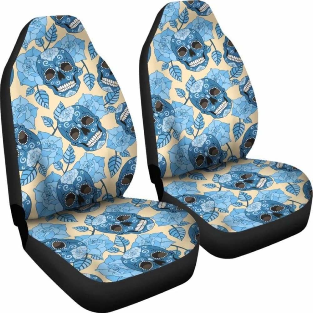 Set Of 2 Sugar Skull Car Seat Covers 101207