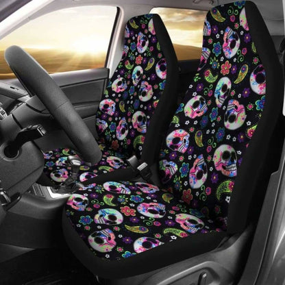 Set Of 2 Sugar Skull Car Seat Covers 101207