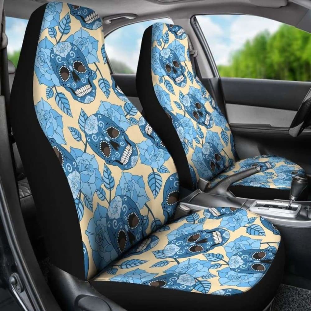 Set Of 2 Sugar Skull Car Seat Covers 101207