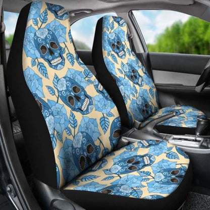 Set Of 2 Sugar Skull Car Seat Covers 101207