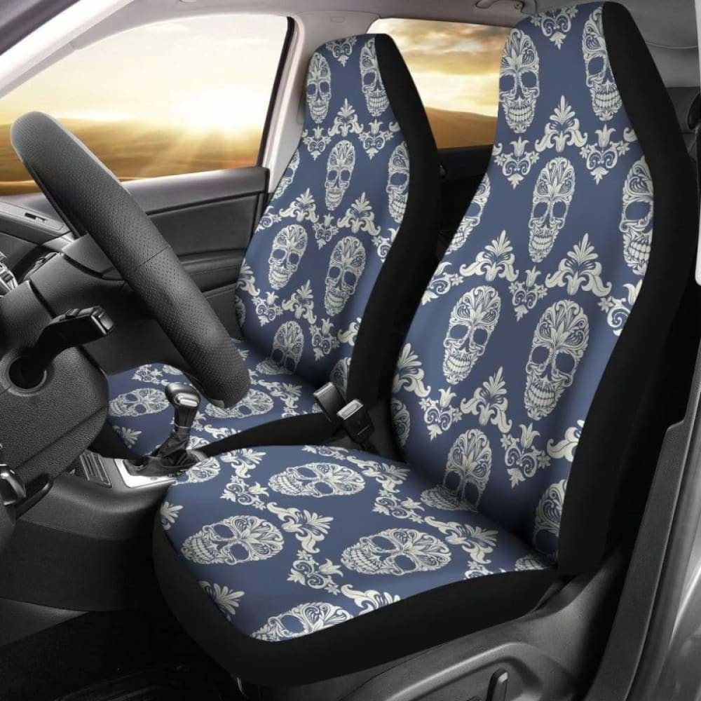 Set Of 2 Sugar Skull Car Seat Covers 101207